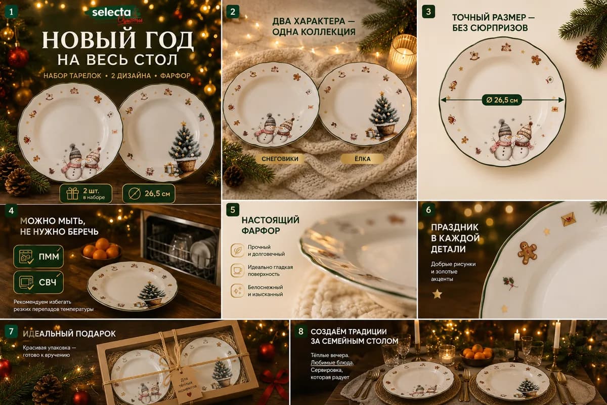 Пример карточки — набор тарелок Selecta «Новый год»